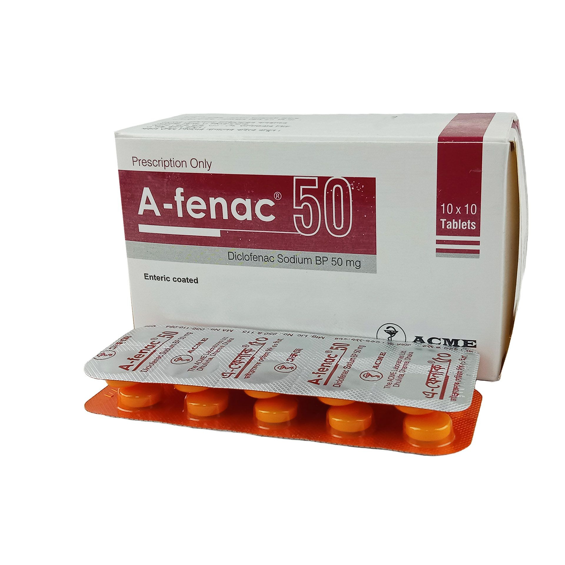 Pack Image: A-Fenac 50 mg Tablet (10 x 10)