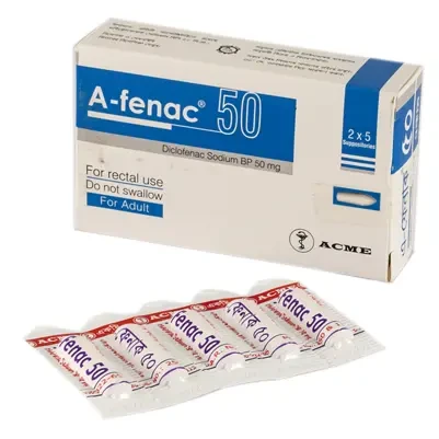 Pack Image: A-Fenac 50 mg Suppository (2 x 5)