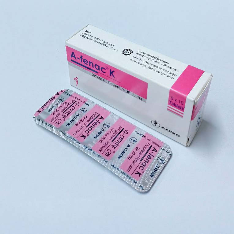 Pack Image: A-Fenac K 50 mg Tablet (5 x 10)