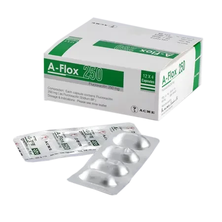 Pack Image: A-Flox 250 mg Capsule (12 x 4)