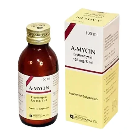 Pack Image: A-Mycin 125 mg Suspension (100 ml bottle)