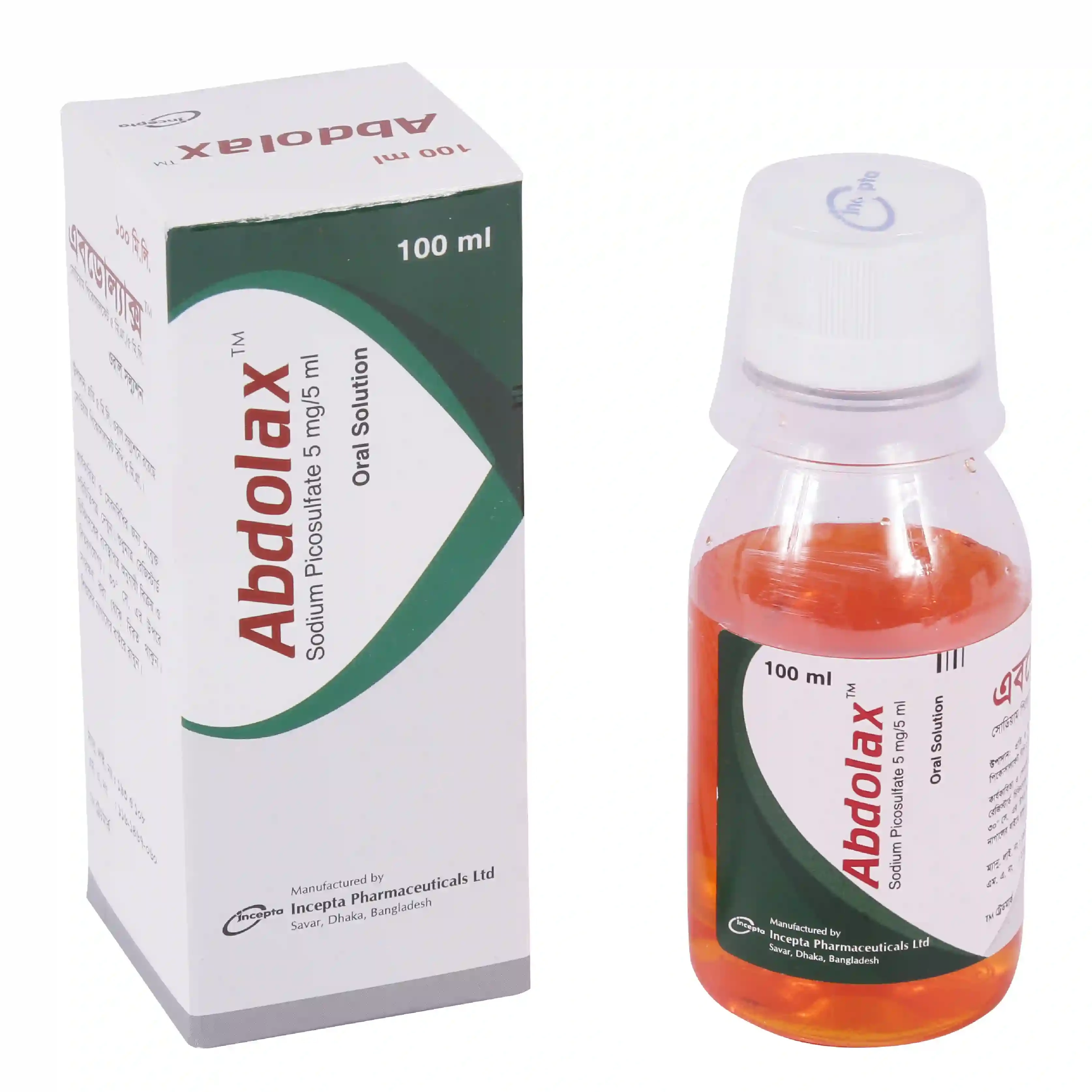 Pack Image: Abdolax 5 mg Oral Solution (100 ml bottle)