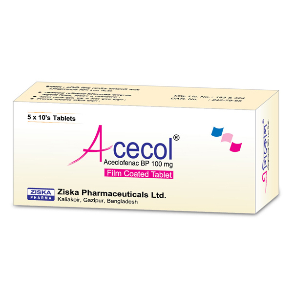 Pack Image: Acecol 100 mg Tablet (5 x 10)