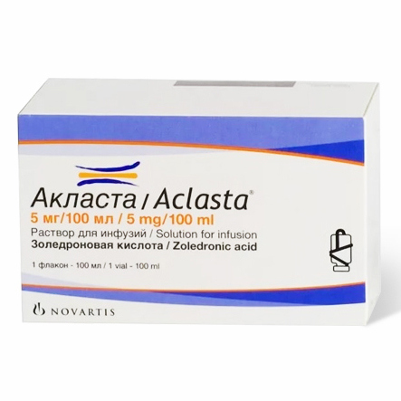 Pack Image: Aclasta 5 mg Injection (100 ml bottle)