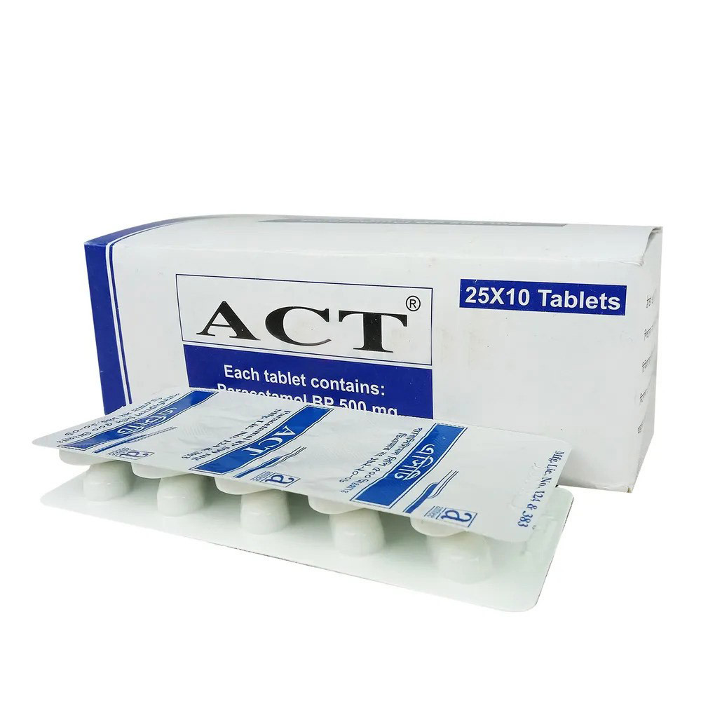 Pack Image: Act 500 mg Tablet (25 x 10)