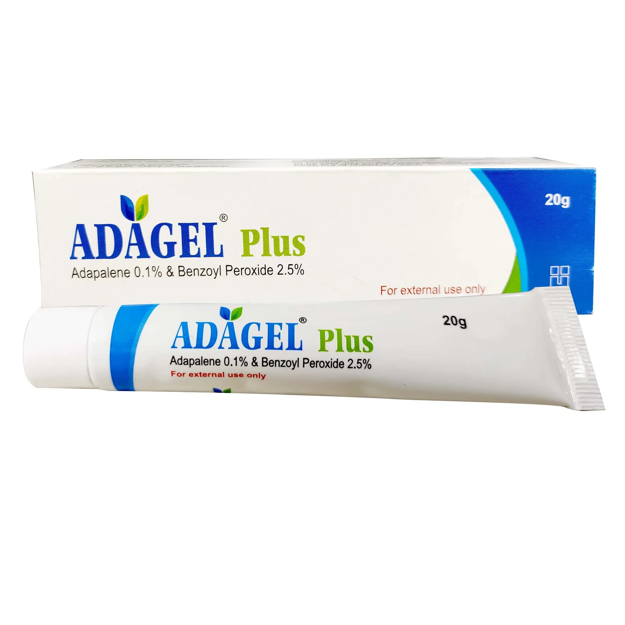 Pack Image: Adagel Plus 0.1% 2.5% Gel (20 gm tube)