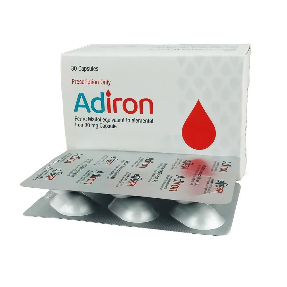 Pack Image: Adiron 30 mg Capsule (5 x 6)