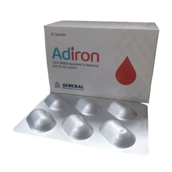 Pack Image: Adiron 30 mg Capsule (5 x 6)