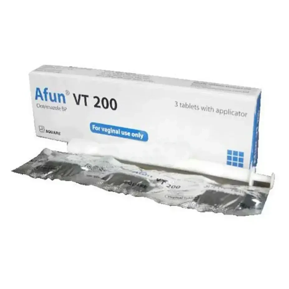 Pack Image: Afun VT 200 mg Vaginal Tablet (1 x 3)