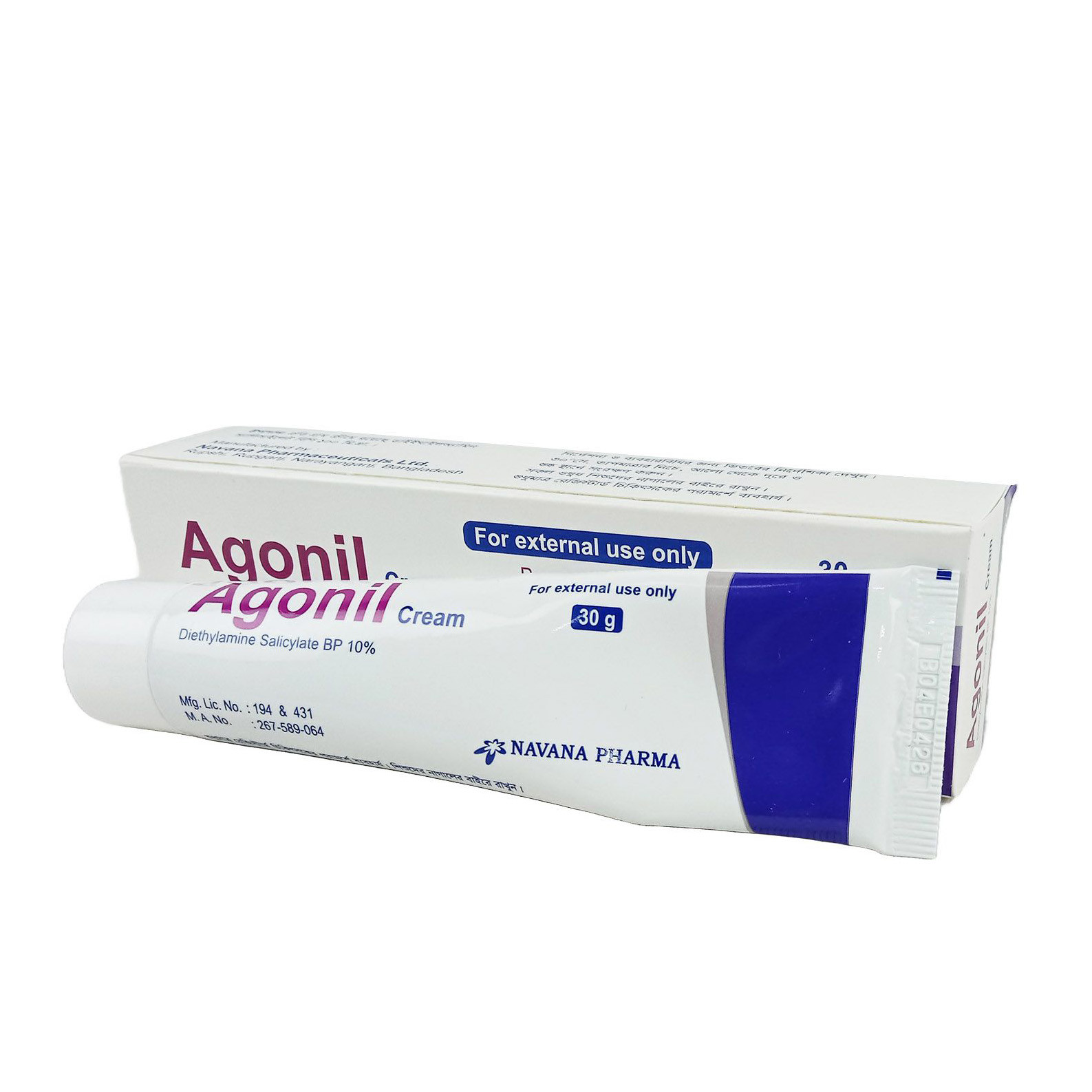 Pack Image: Agonil 10% Cream (30 ml tube)
