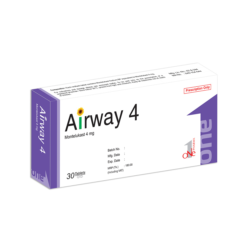 Pack Image: Airway 4 mg Tablet (3 x 10)