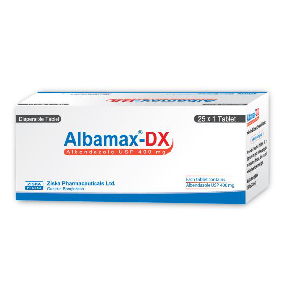 Pack Image: Albamax DS 400 mg Chewable Tablet (25 x 1)