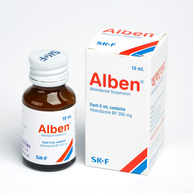 Pack Image: Alben 200 mg Suspension (10 ml bottle)