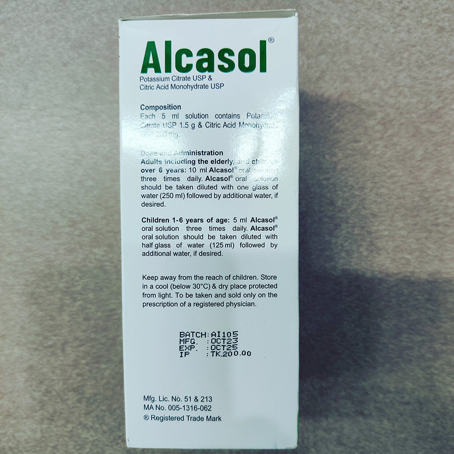Pack Image: Alcasol (1500 mg Oral Solution (200 ml bottle)