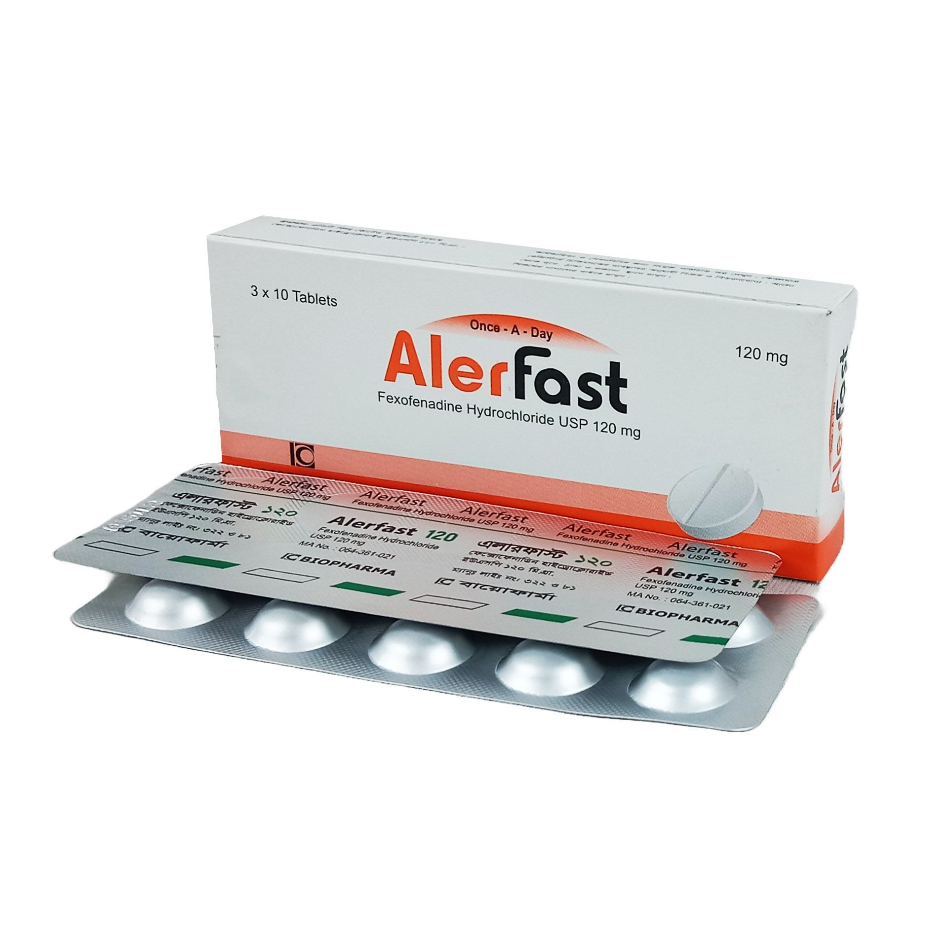 Pack Image: Alerfast 120 mg Tablet (3 x 10)