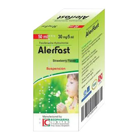 Pack Image: Alerfast 30 mg Suspension (50 ml bottle)