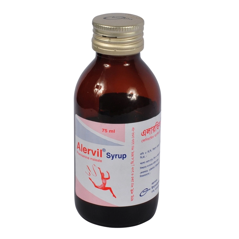 Pack Image: Alervil 15 mg Syrup (75 ml bottle)