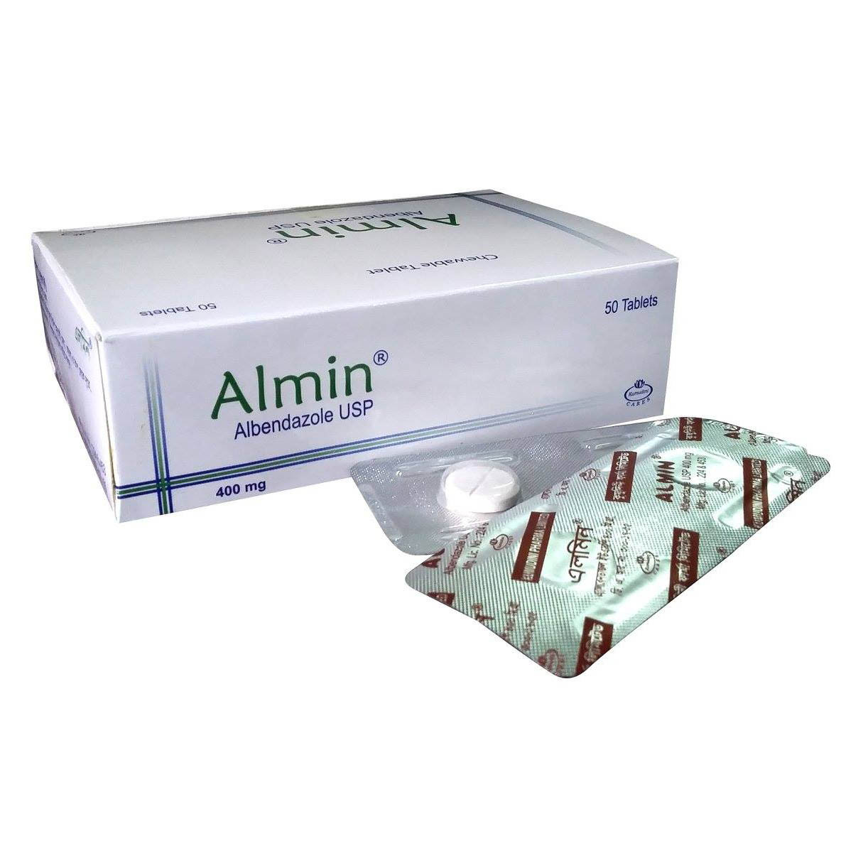Pack Image: Almin 400 mg Chewable Tablet (25 x 2)