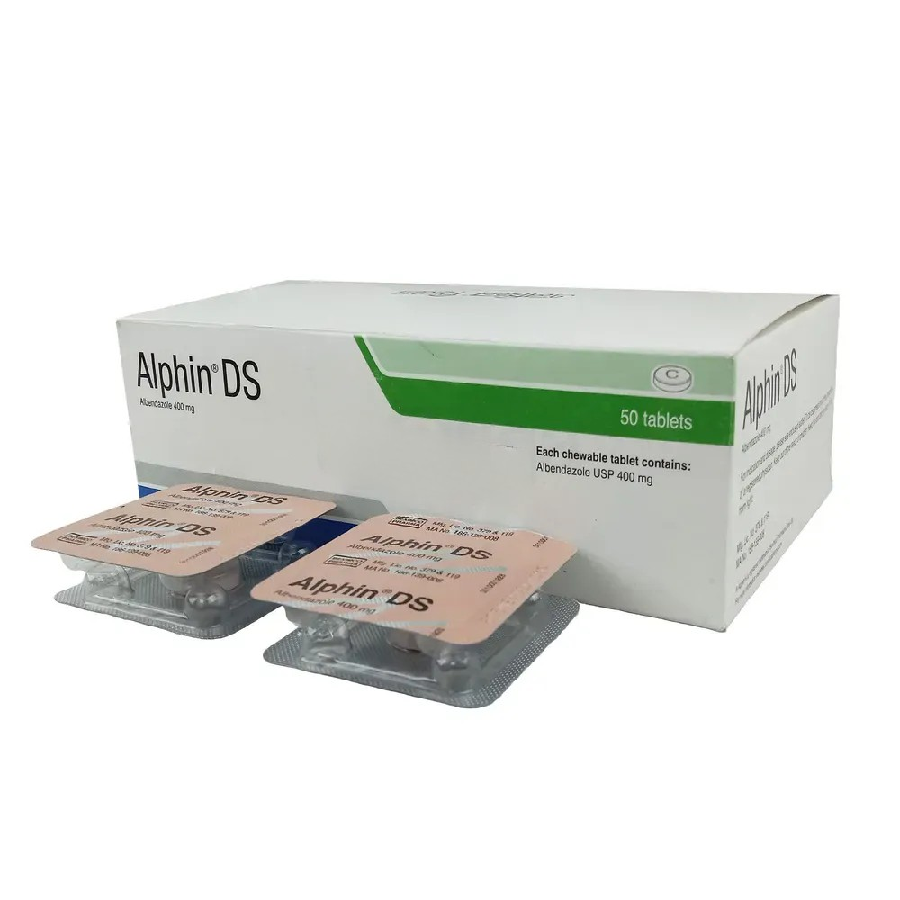 Pack Image: Alphin DS 400 mg Chewable Tablet (50 x 1)