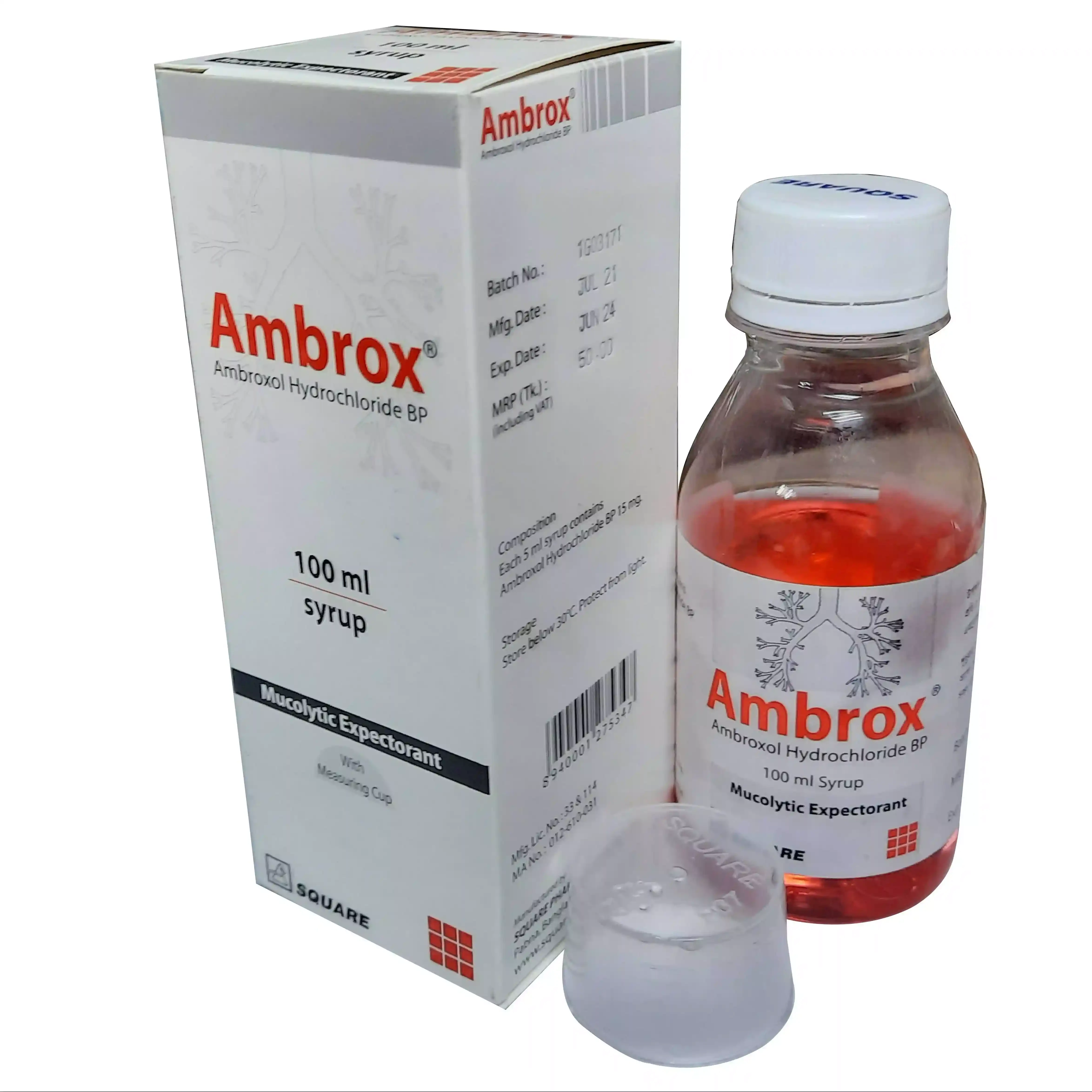 Pack Image: Ambrox 15 mg Syrup (100 ml bottle)