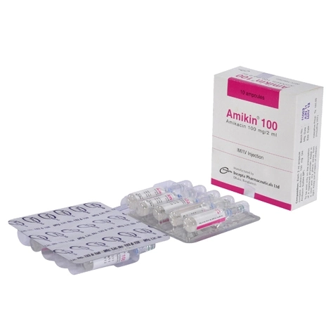 Pack Image: Amikin 100 mg Injection (2 ml ampoule)
