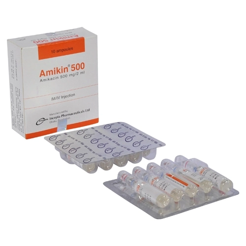 Pack Image: Amikin 500 mg Injection (2 ml ampoule)