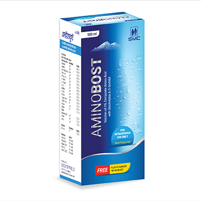 Pack Image: AminoBost 5% Injection (500 ml bottle)