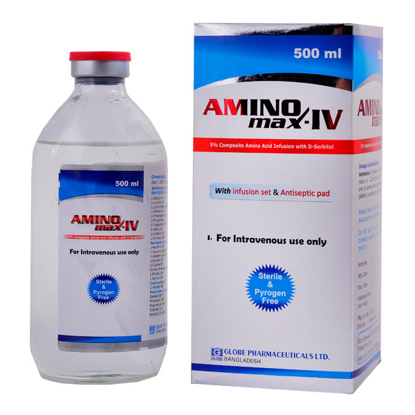 Pack Image: Aminomax 5% Injection (500 ml bottle)