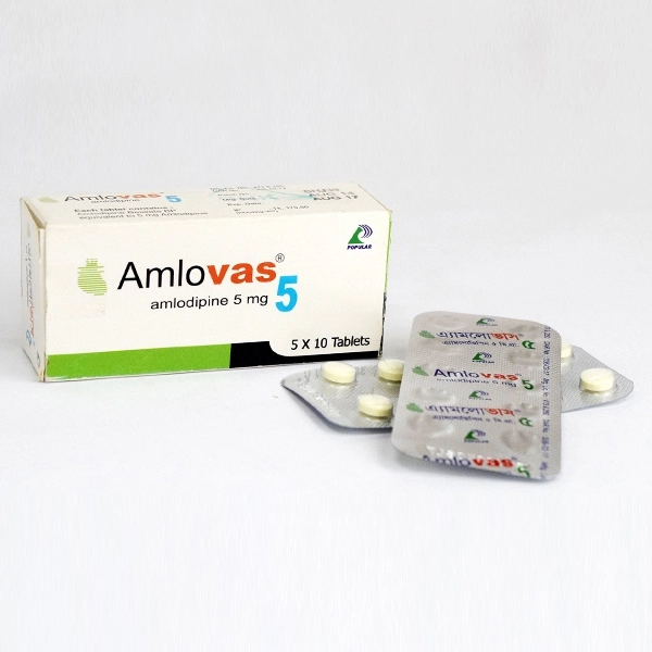 Pack Image: Amlovas 5 mg Tablet (5 x 10)