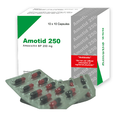 Pack Image: Amotid 250 mg Capsule (10 x 10)
