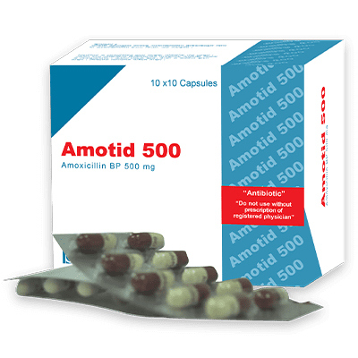 Pack Image: Amotid 500 mg Capsule (10 x 10)