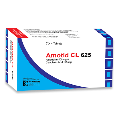Pack Image: Amotid CL 500 mg Tablet (4 x 7)