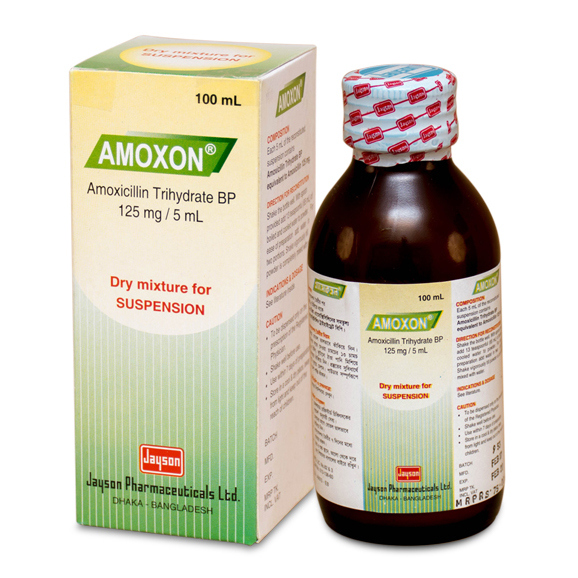 Pack Image: Amoxon 125 mg Suspension (100 ml bottle)