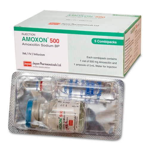 Pack Image: Amoxon 500 mg Injection (500 mg vial)