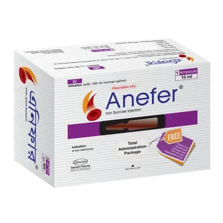 Pack Image: Anefer 100 mg Injection (5 ml ampoule)
