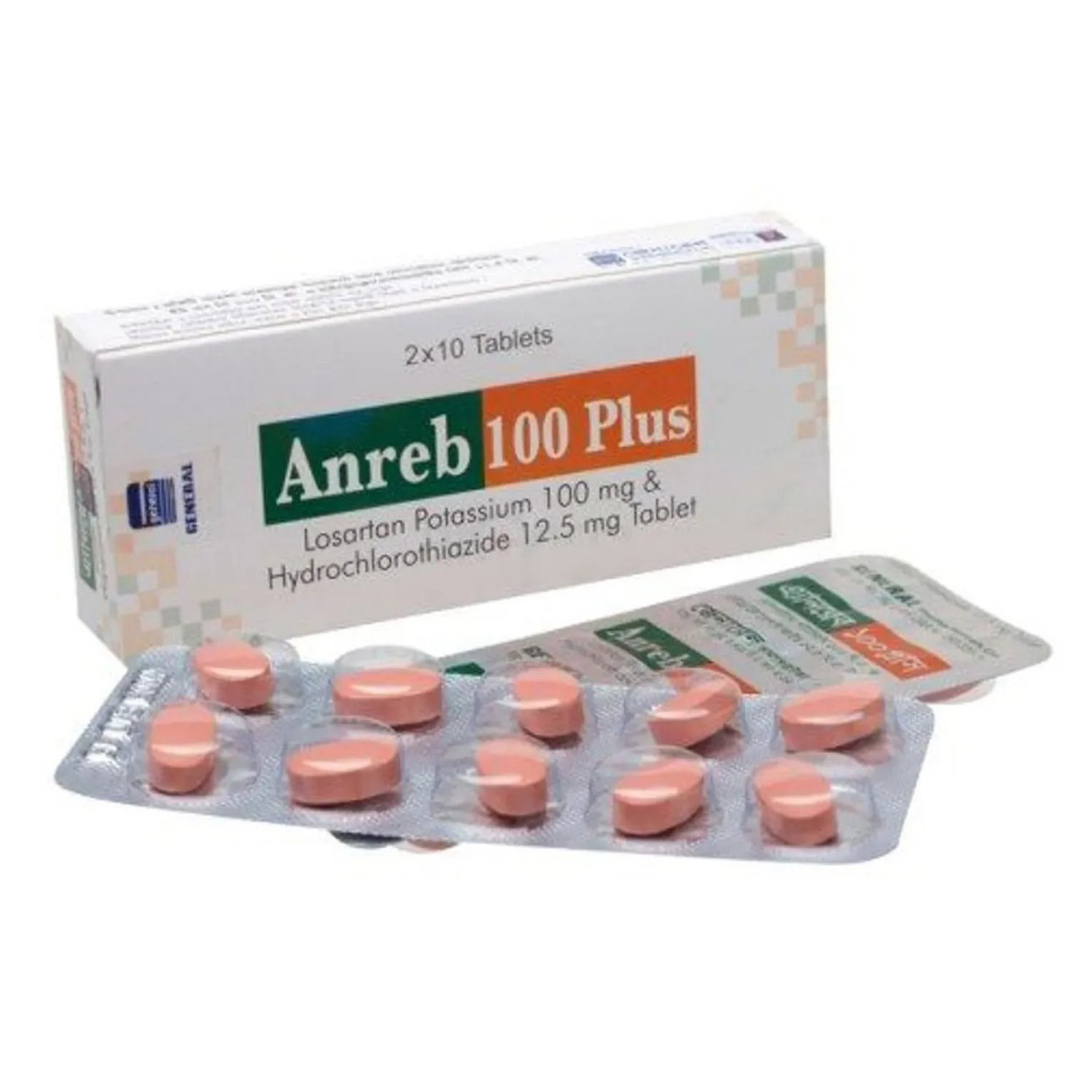 Pack Image: Anreb Plus 100 mg Tablet (2 x 10)