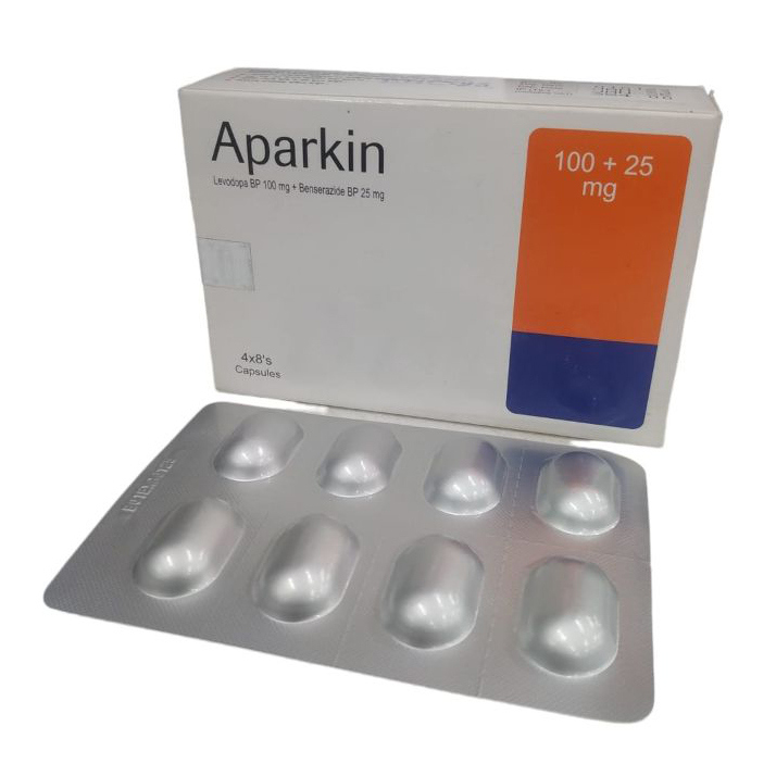 Pack Image: Aparkin 100 mg Capsule (4 x 8)