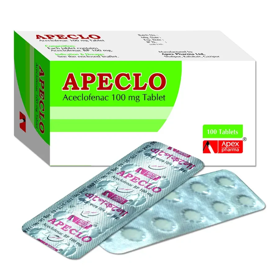 Pack Image: Apeclo 100 mg Tablet (10 x 10)