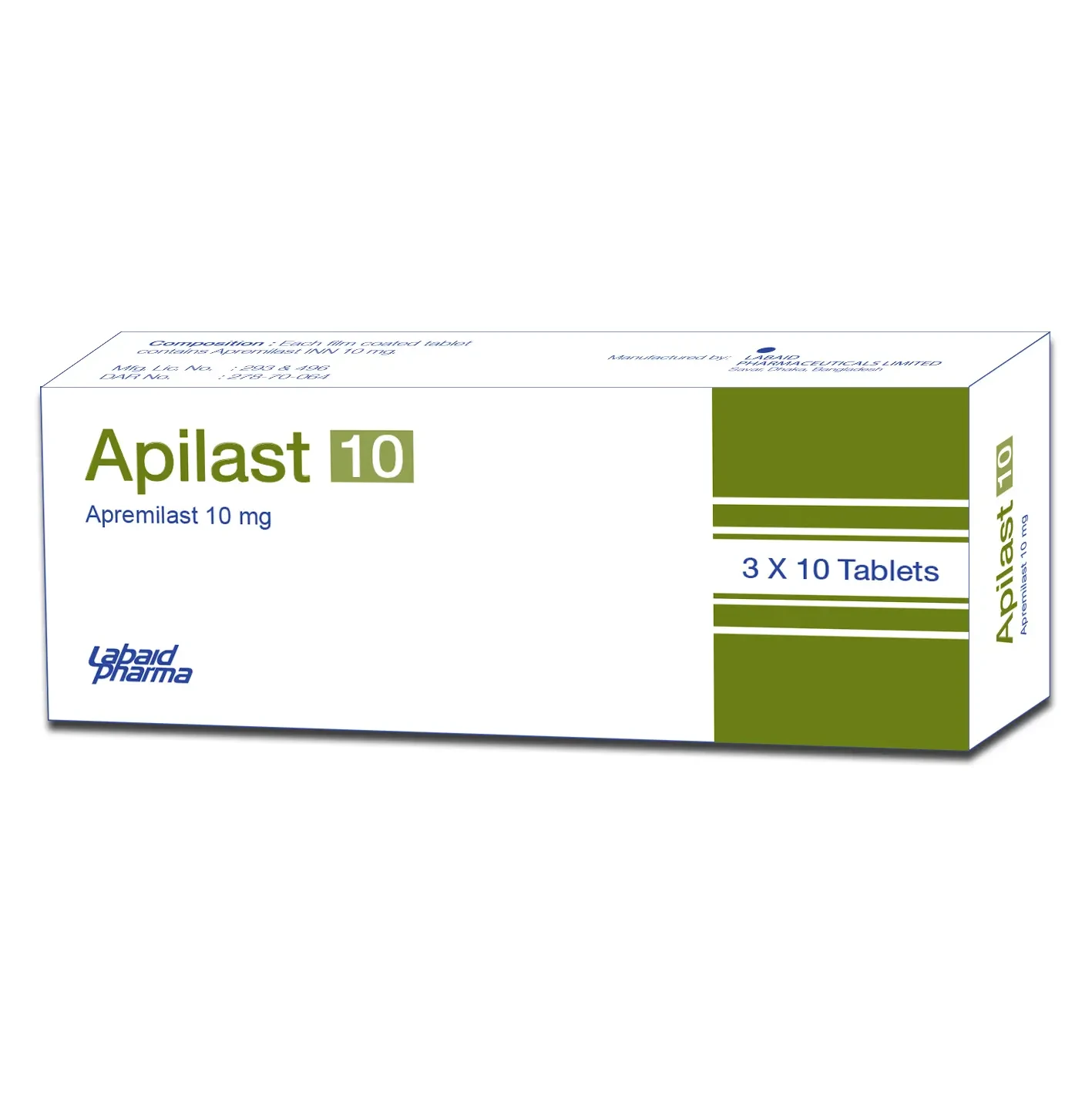 Pack Image: Apilast 10 mg Tablet (3 x 10)