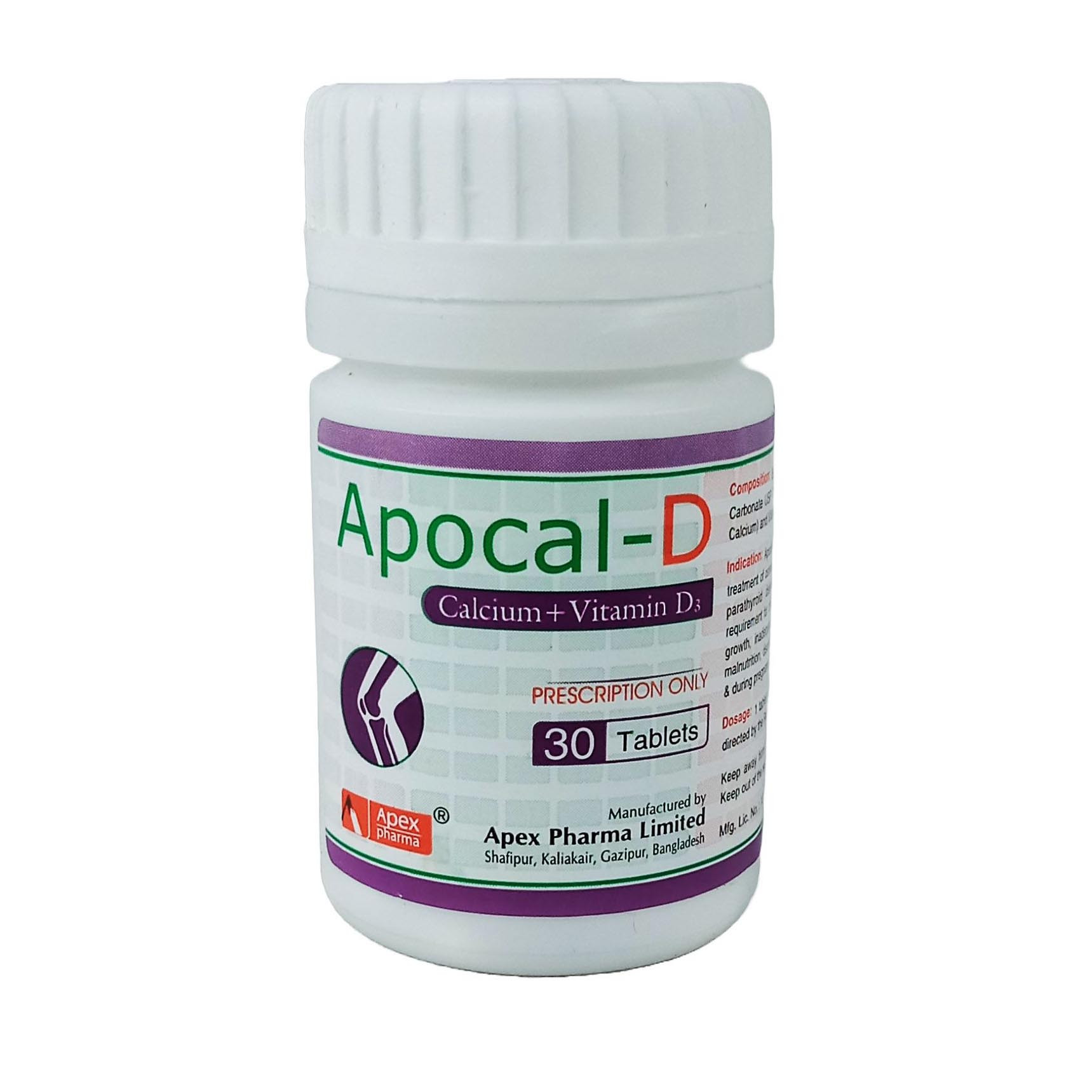 Pack Image: Apocal-D 500 mg Tablet (1 x 30)