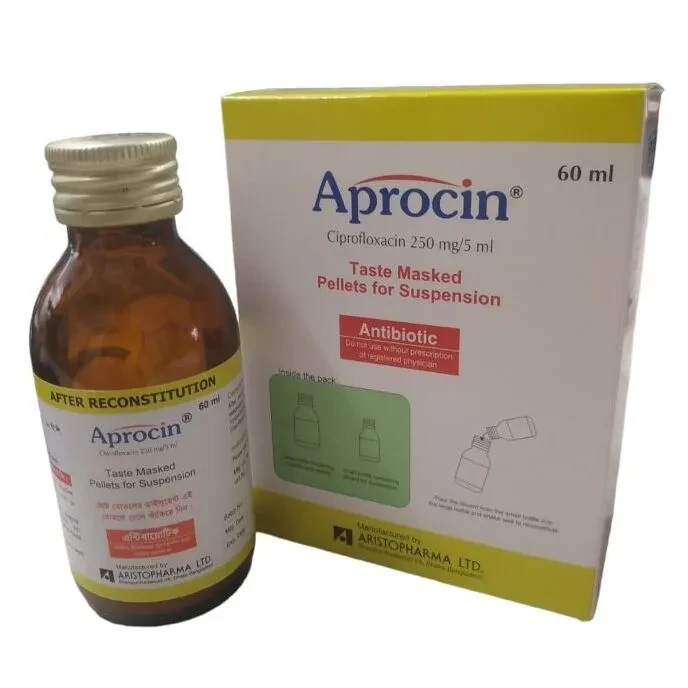 Pack Image: Aprocin 250 mg Suspension (60 ml bottle)