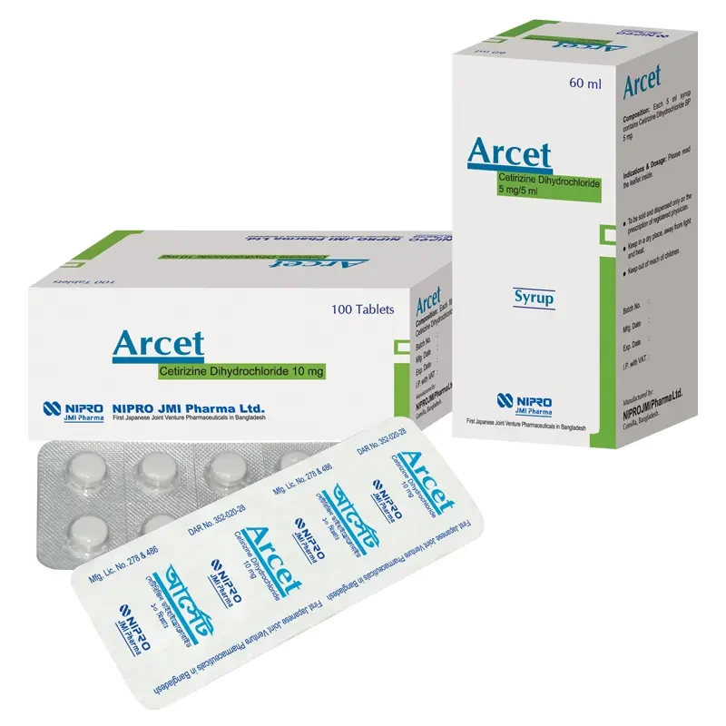 Pack Image: Arcet 5 mg Syrup (60 ml bottle)