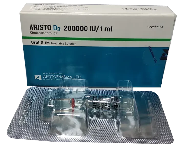 Pack Image: Aristo D3 200000 IU Injectable Solution (Oral & IM) (1 ml ampoule)
