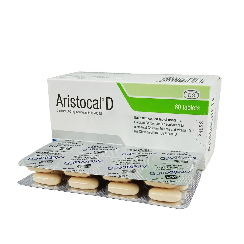 Pack Image: Aristocal D 500 mg Tablet (6 x 10)