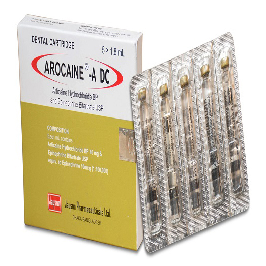 Pack Image: Arocaine-A DC 4% 0.001% Injection (1.8 ml cartridge)