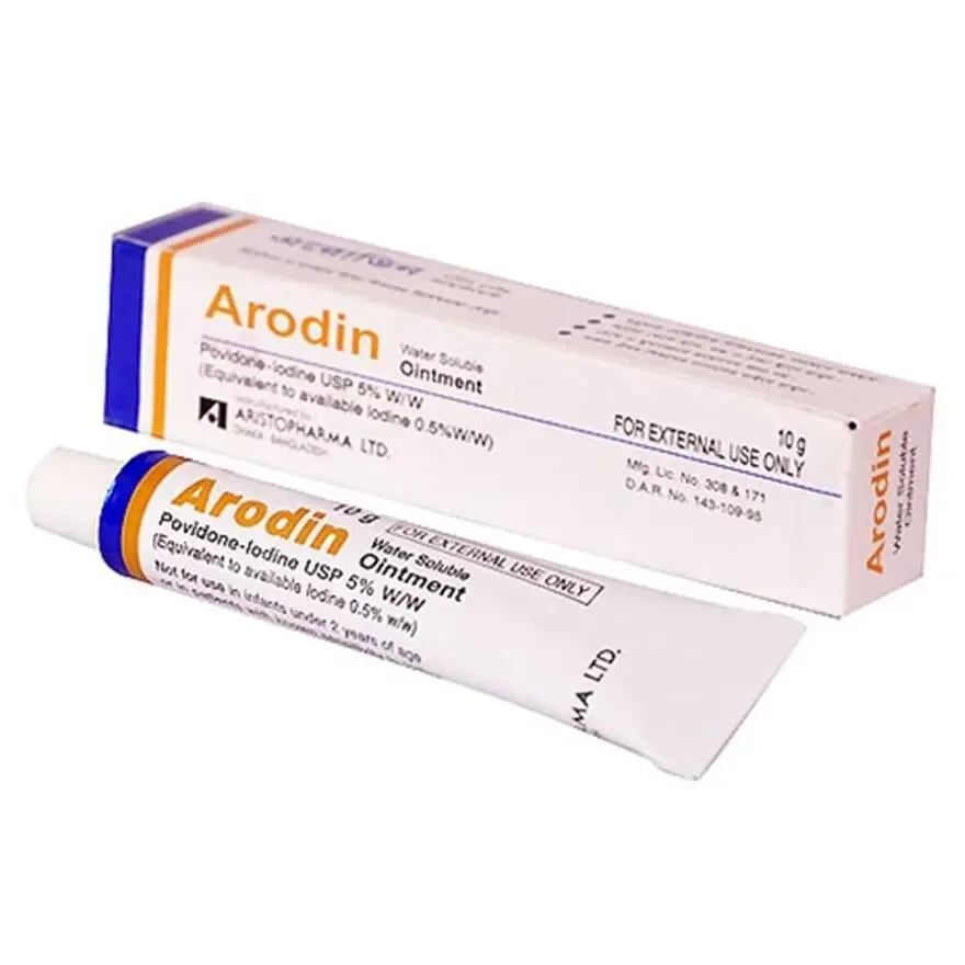 Pack Image: Arodin 5% w Ointment (10 gm tube)