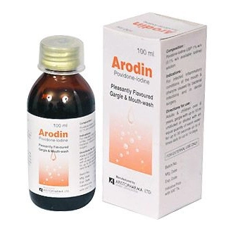 Pack Image: Arodin 1% w Mouthwash (100 ml bottle)