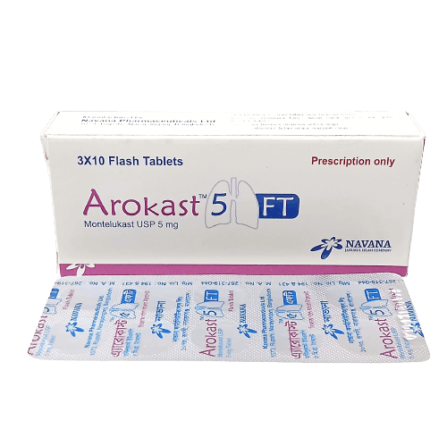 Pack Image: Arokast FT 5 mg Flash Tablet (3 x 10)