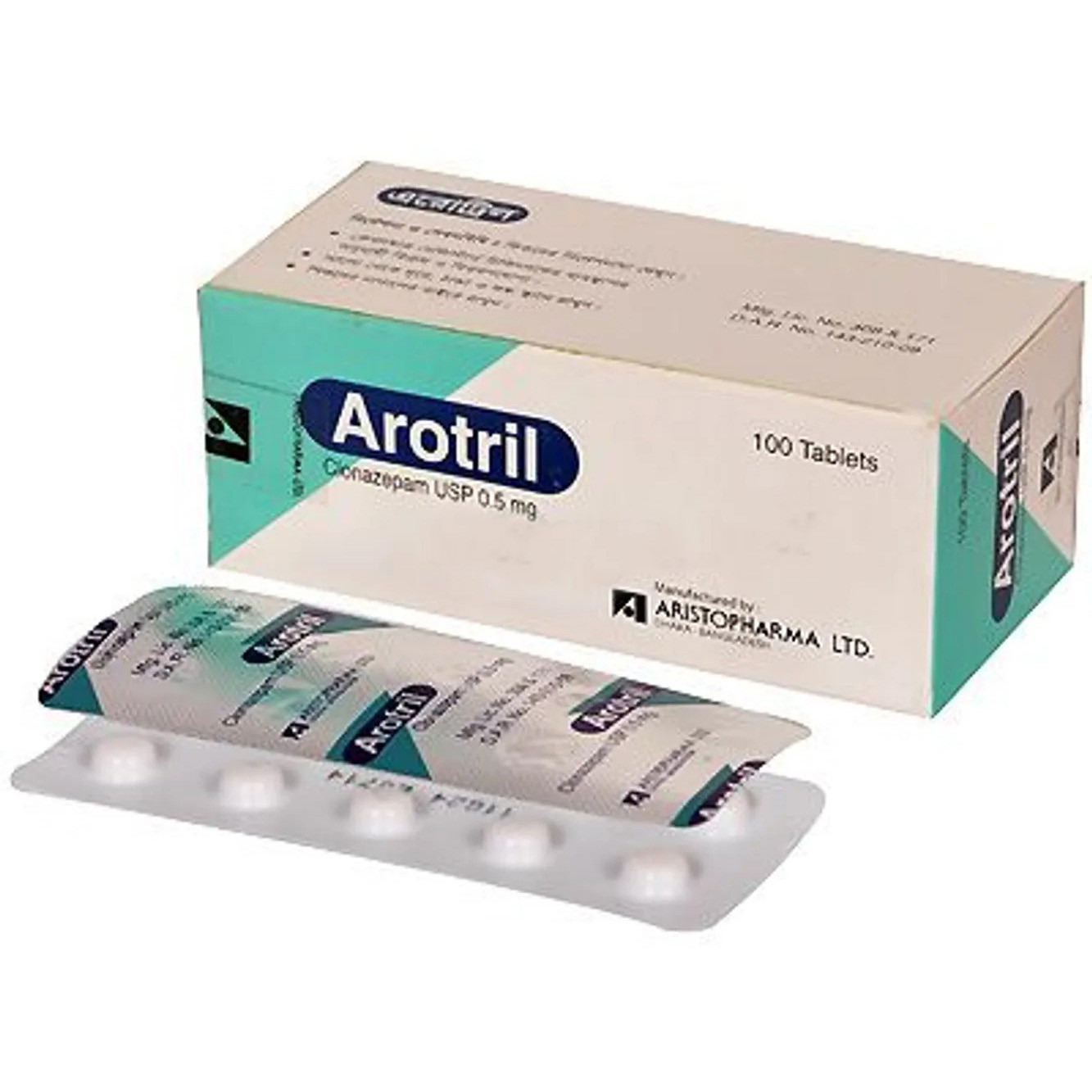 Pack Image: Arotril 0.5 mg Tablet (10 x 10)