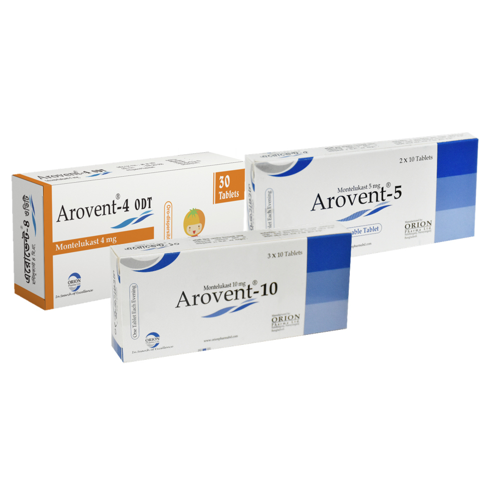 Pack Image: Arovent ODT 4 mg Tablet (3 x 10)